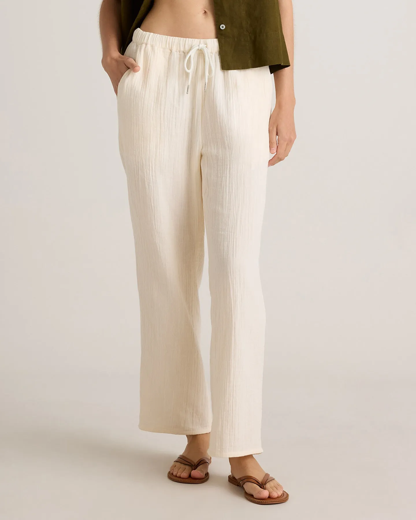 100% Organic Cotton Gauze Straight Leg Pants