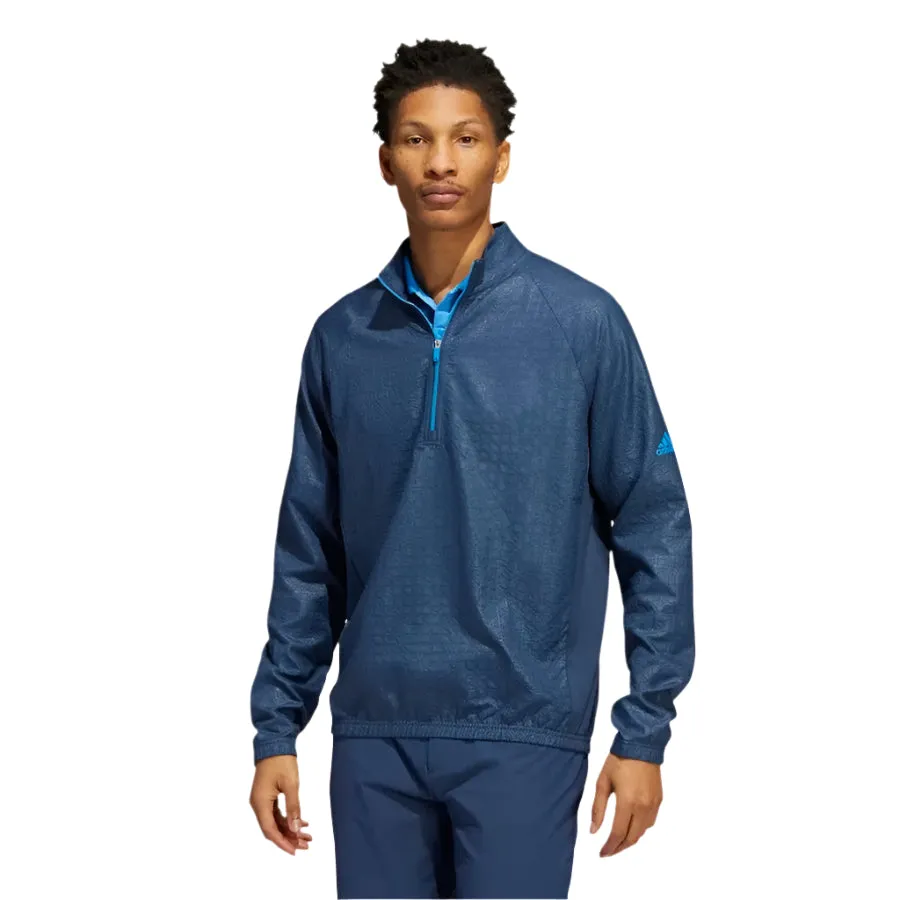 Adidas Debossed Quarter-Zip Pullover - Blue