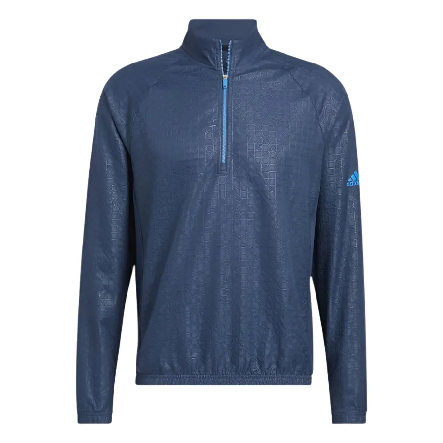 Adidas Debossed Quarter-Zip Pullover - Blue