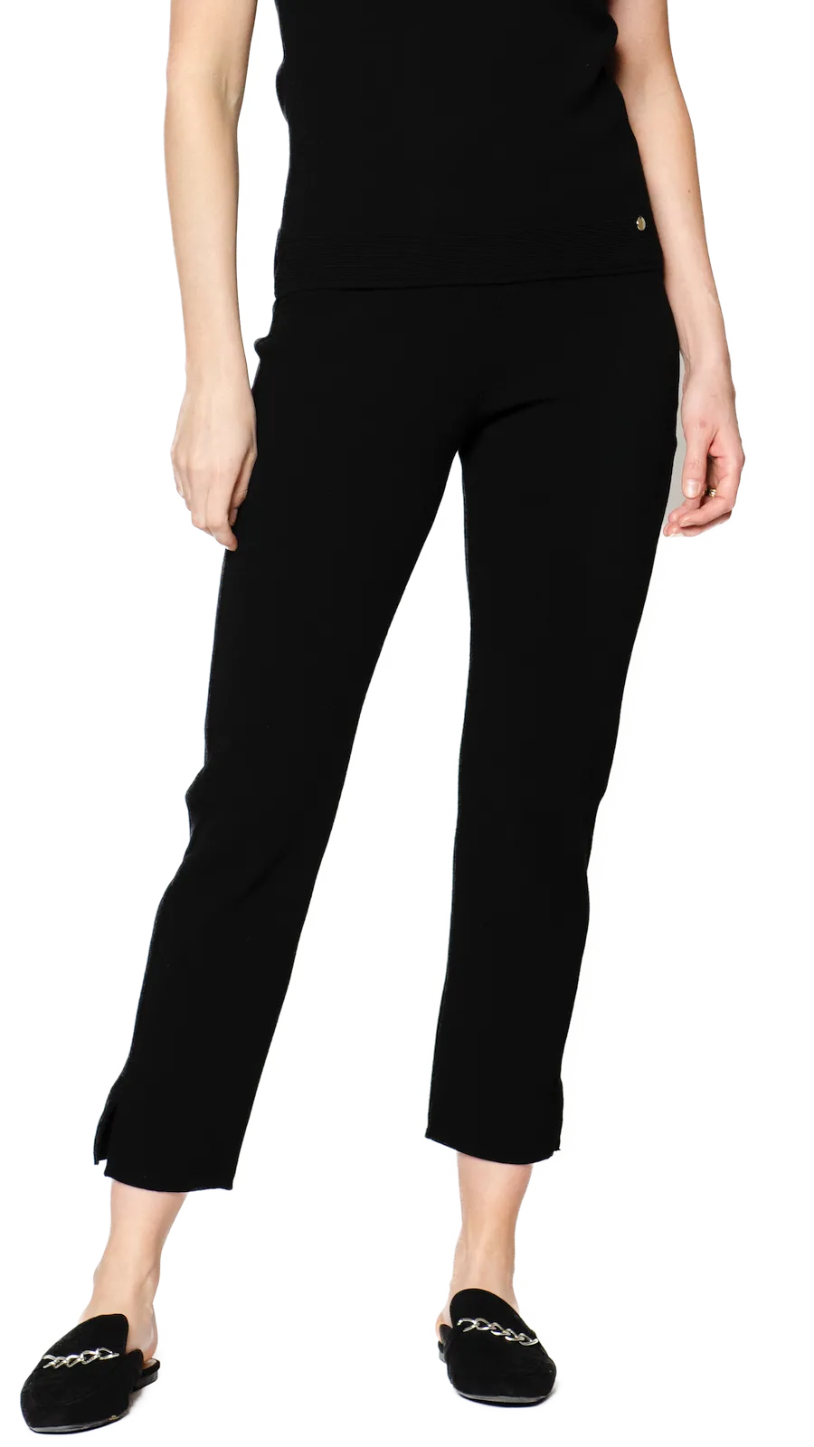 Alice Milano-Knit Slim Leg Pants - Black