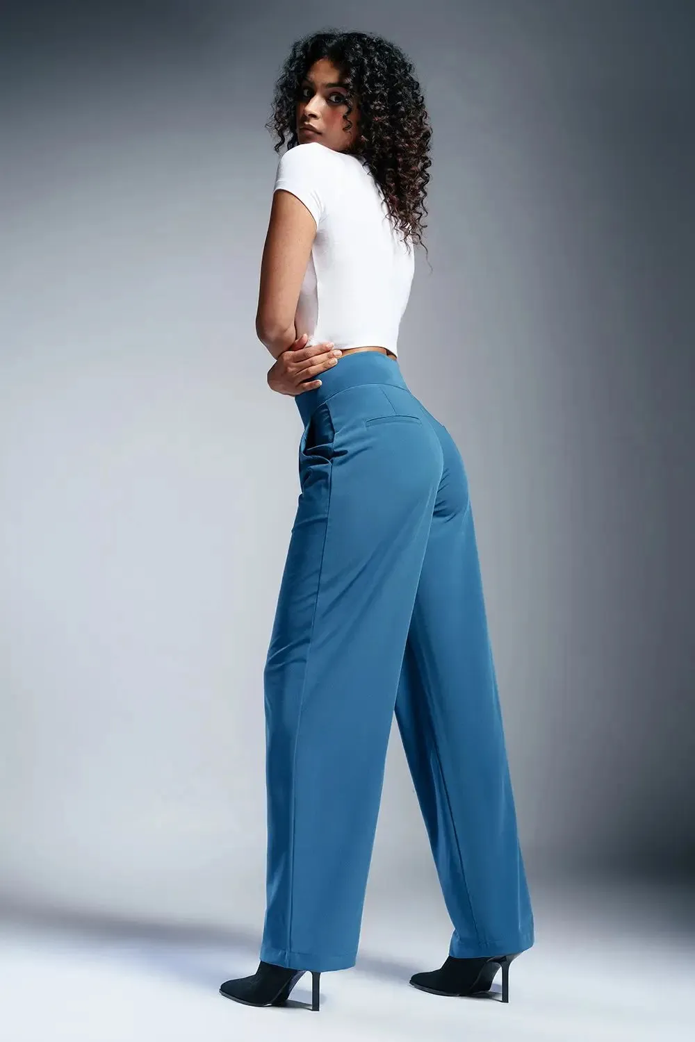 Aqua-Tone Pleated Double Button Korean Pants