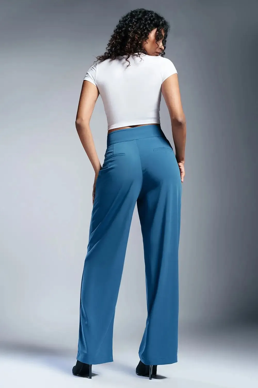 Aqua-Tone Pleated Double Button Korean Pants