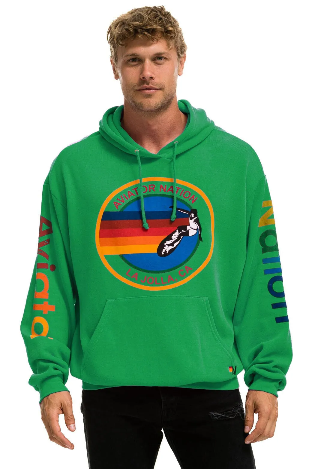 AVIATOR NATION LA JOLLA RELAXED PULLOVER HOODIE - KELLY GREEN