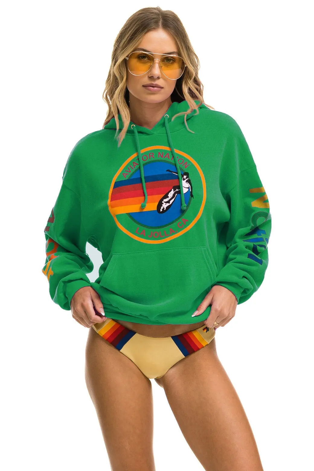 AVIATOR NATION LA JOLLA RELAXED PULLOVER HOODIE - KELLY GREEN