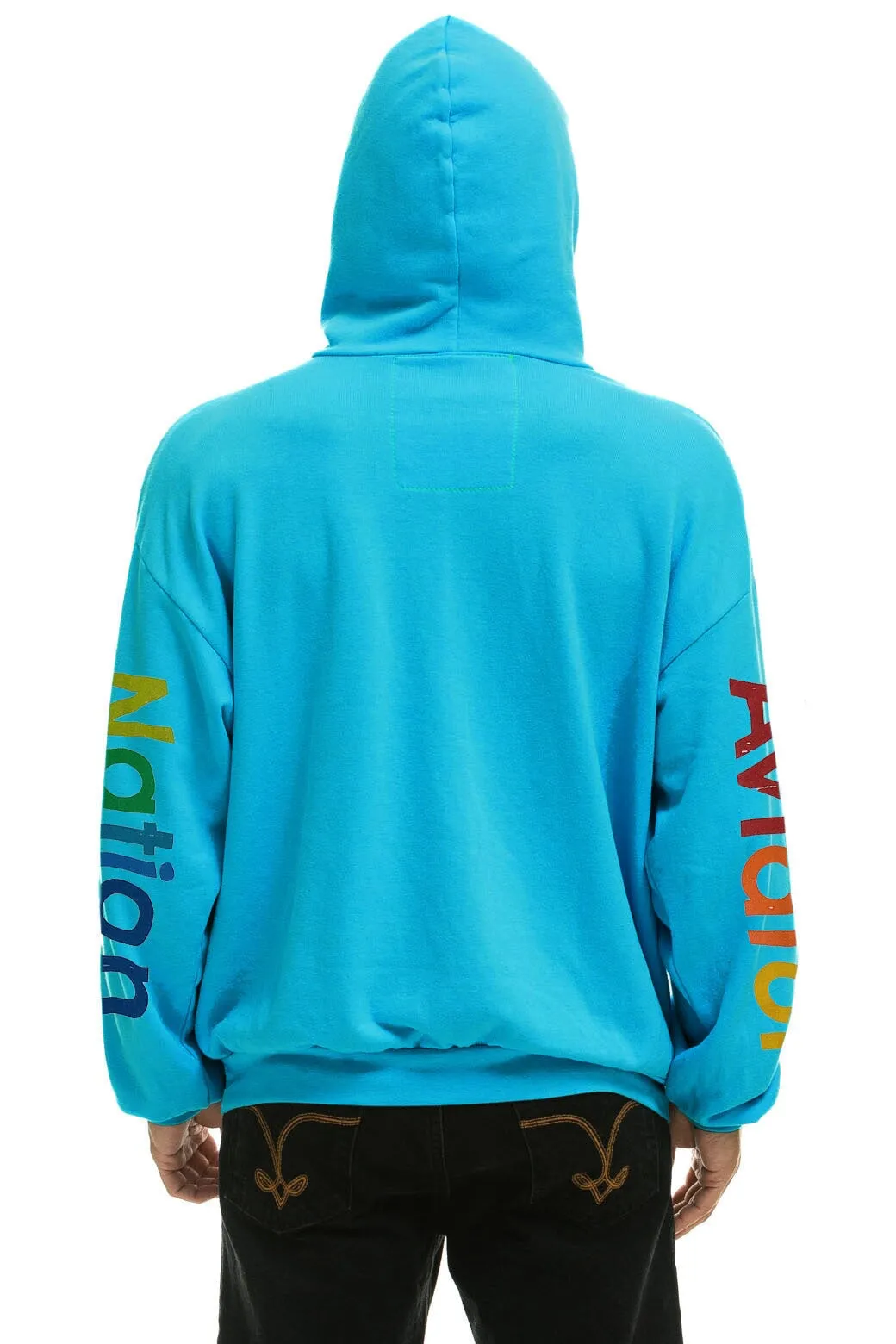 AVIATOR NATION MALIBU RELAXED PULLOVER HOODIE - NEON BLUE