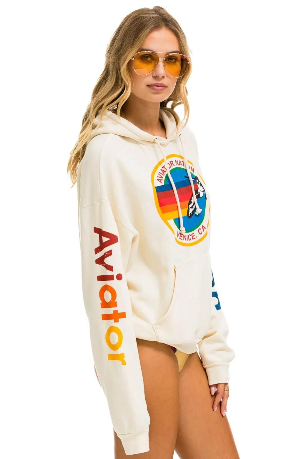 AVIATOR NATION  RELAXED PULLOVER HOODIE - VINTAGE WHITE