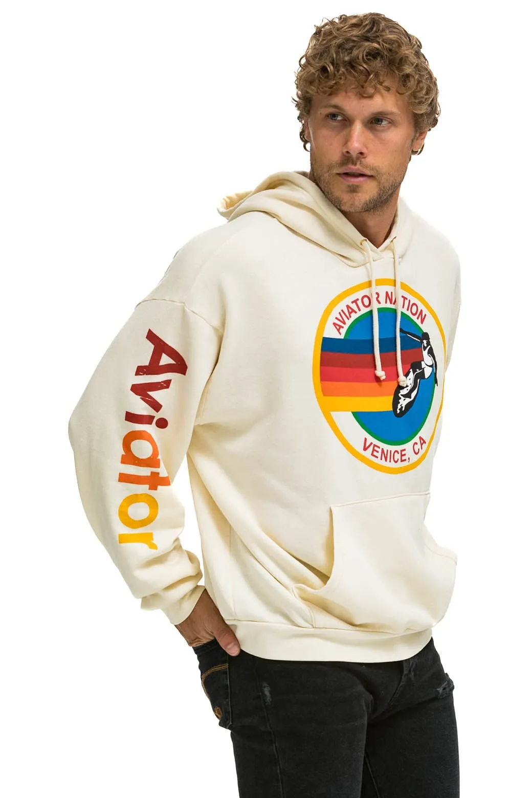 AVIATOR NATION  RELAXED PULLOVER HOODIE - VINTAGE WHITE