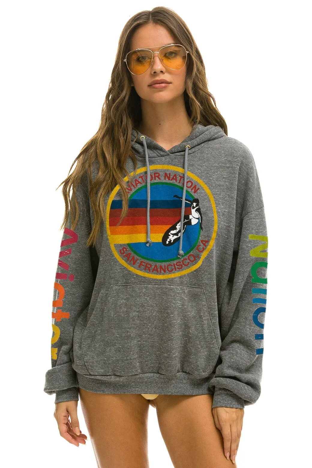 AVIATOR NATION SAN FRANCISCO RELAXED PULLOVER HOODIE - HEATHER GREY