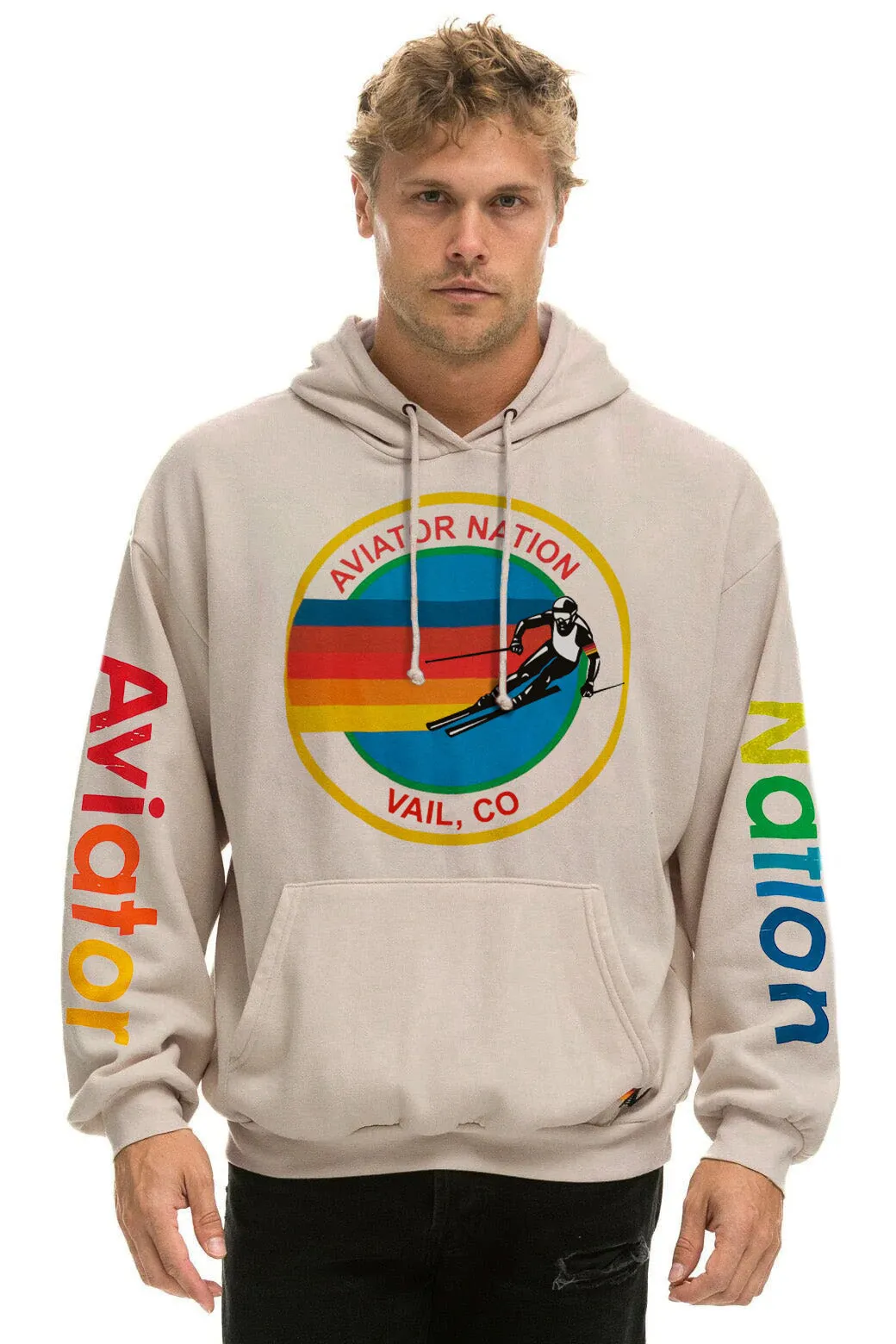 AVIATOR NATION VAIL RELAXED PULLOVER HOODIE - SAND