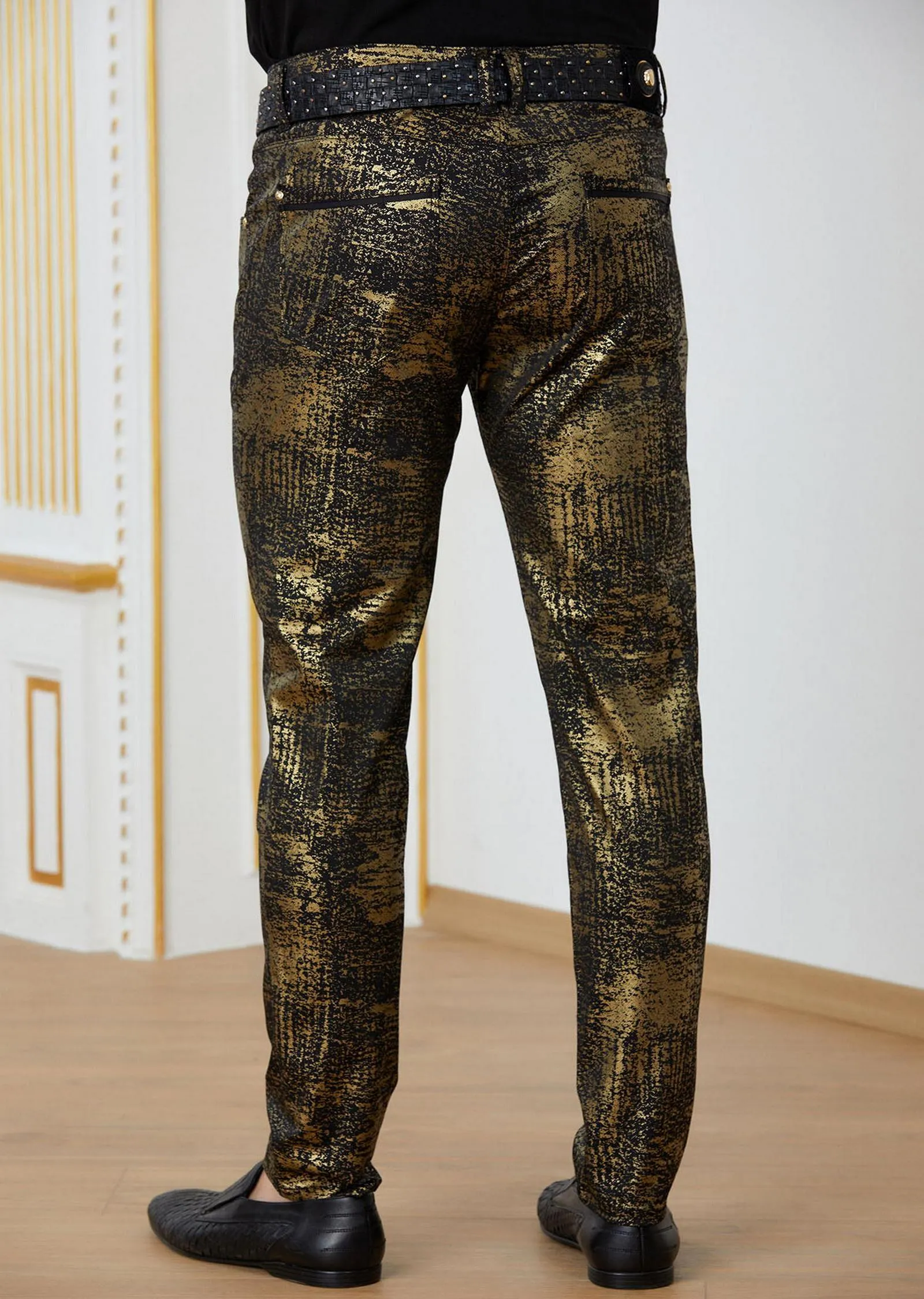 Black Gold Foil Stretchy Pants