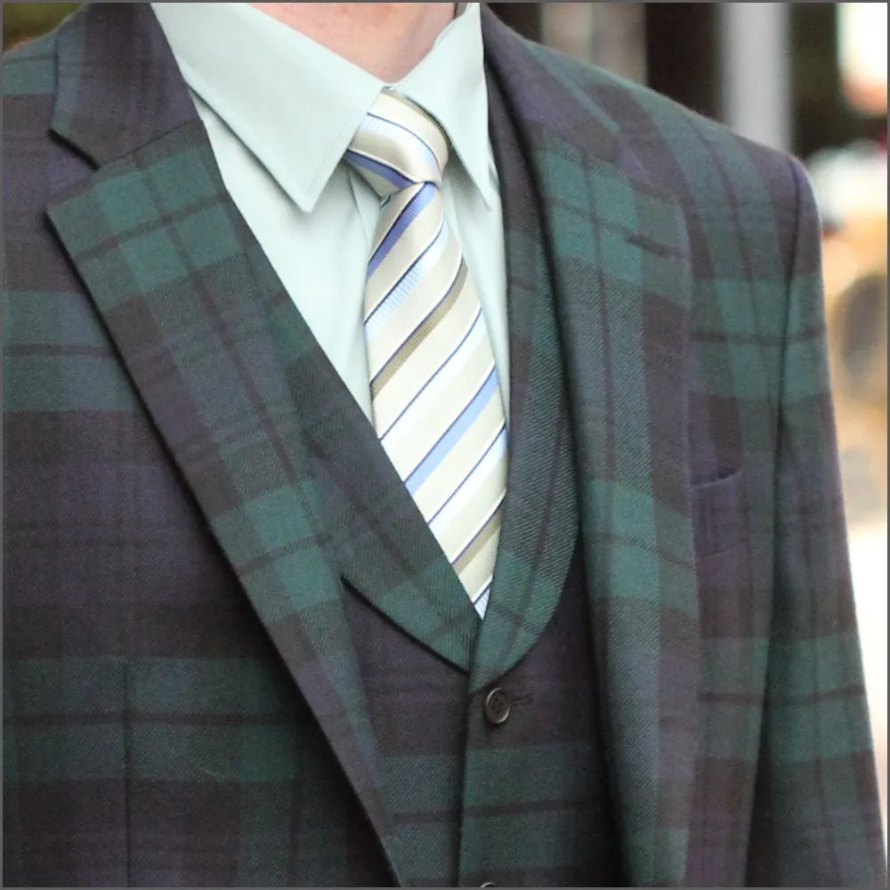 Black Watch Tartan Wool Blazer--