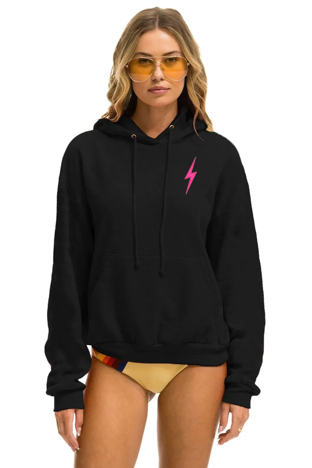 BOLT 2 PULLOVER RELAXED HOODIE - BLACK // NEON PINK