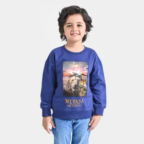 Boys Cotton Terry Sweatshirt Lion-Navy Blue