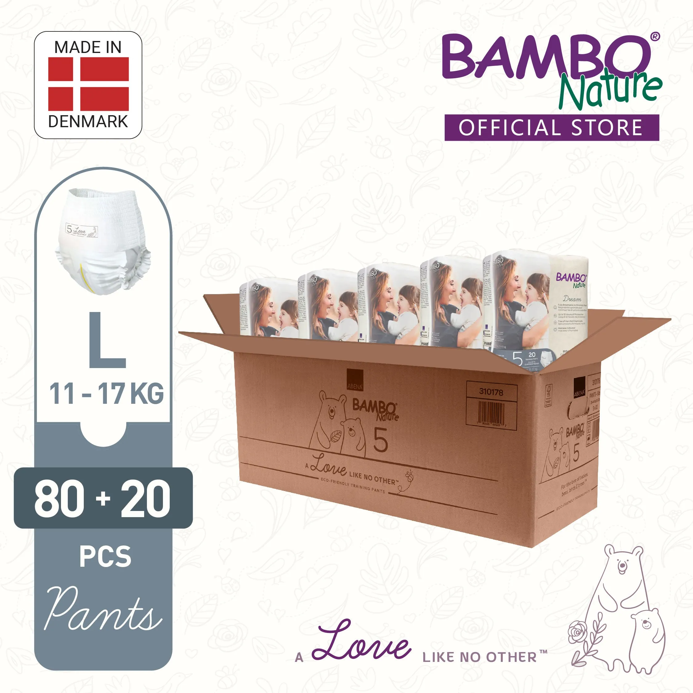 [BUNDLE] Bambo Nature Dream Pants Jr. (L) - Size 5, (80   20pcs)