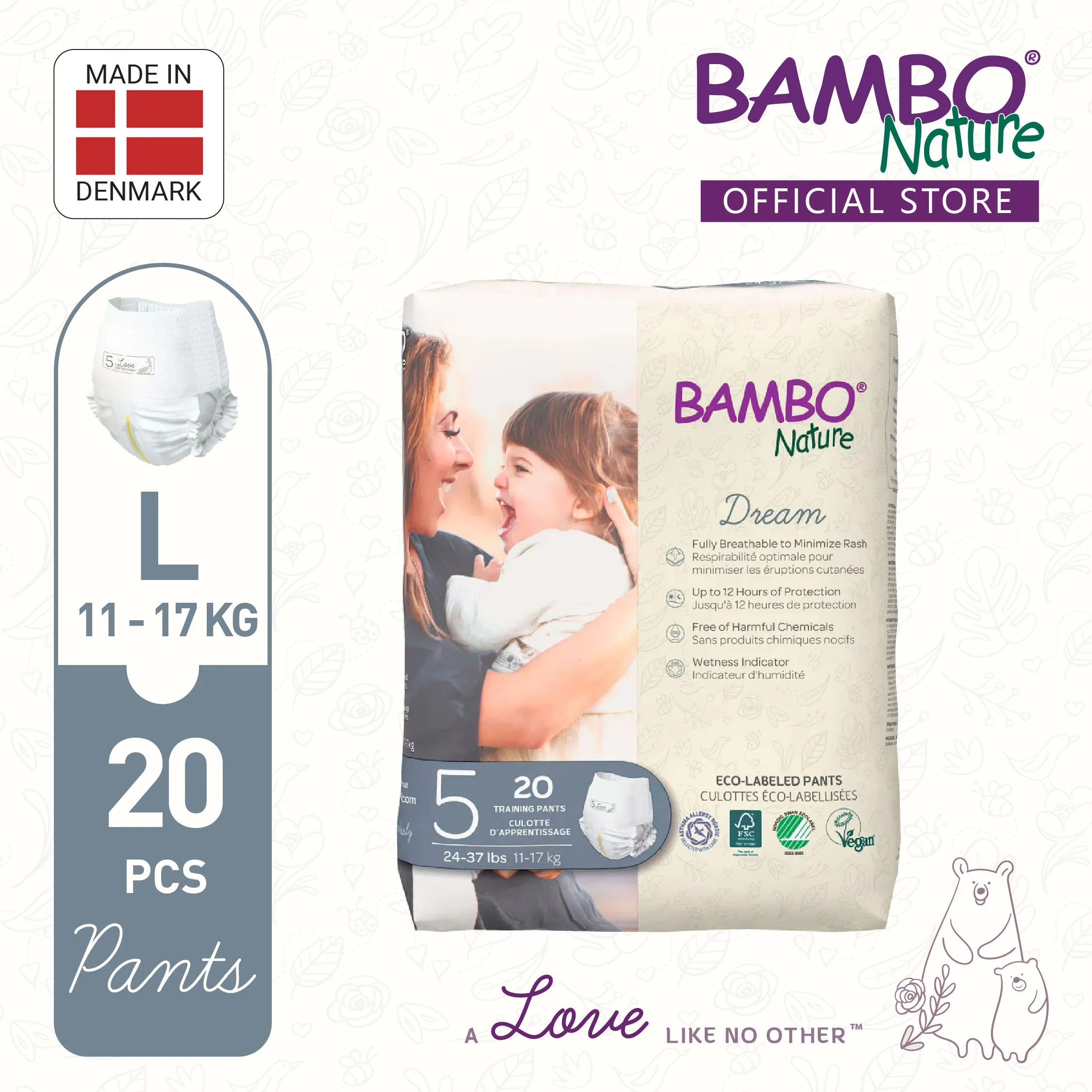 [BUNDLE] Bambo Nature Dream Pants Jr. (L) - Size 5, (80   20pcs)