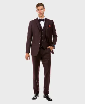 Burgundy Tweed 3 Piece Suit