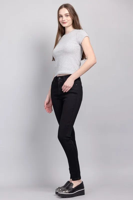 Classic High Rise Denim Skinny Jeans - Black