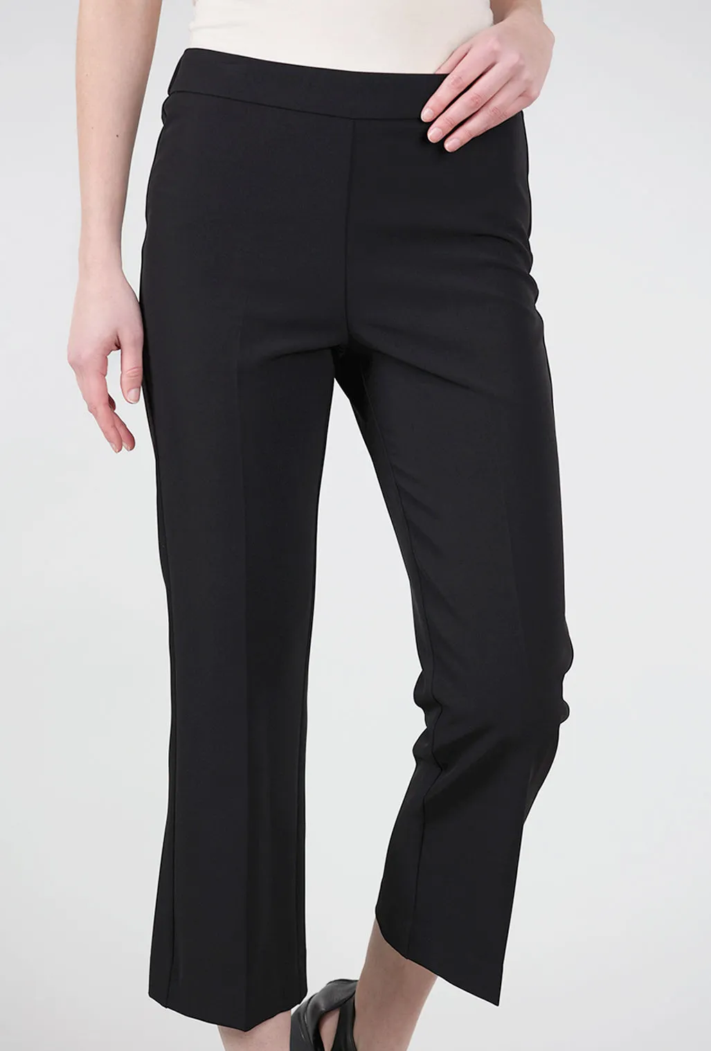 Crepe Crop Flare Pant, Black