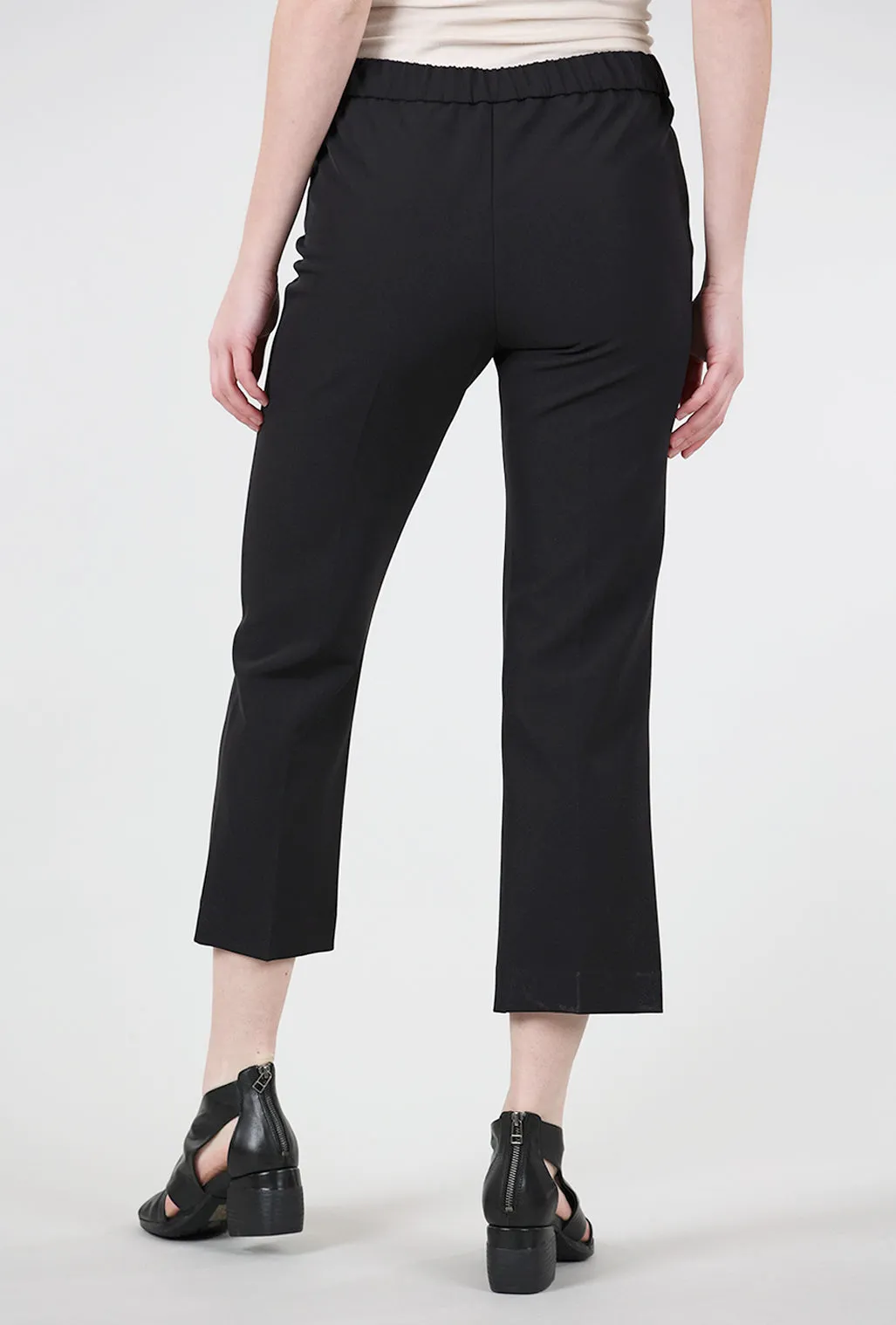 Crepe Crop Flare Pant, Black