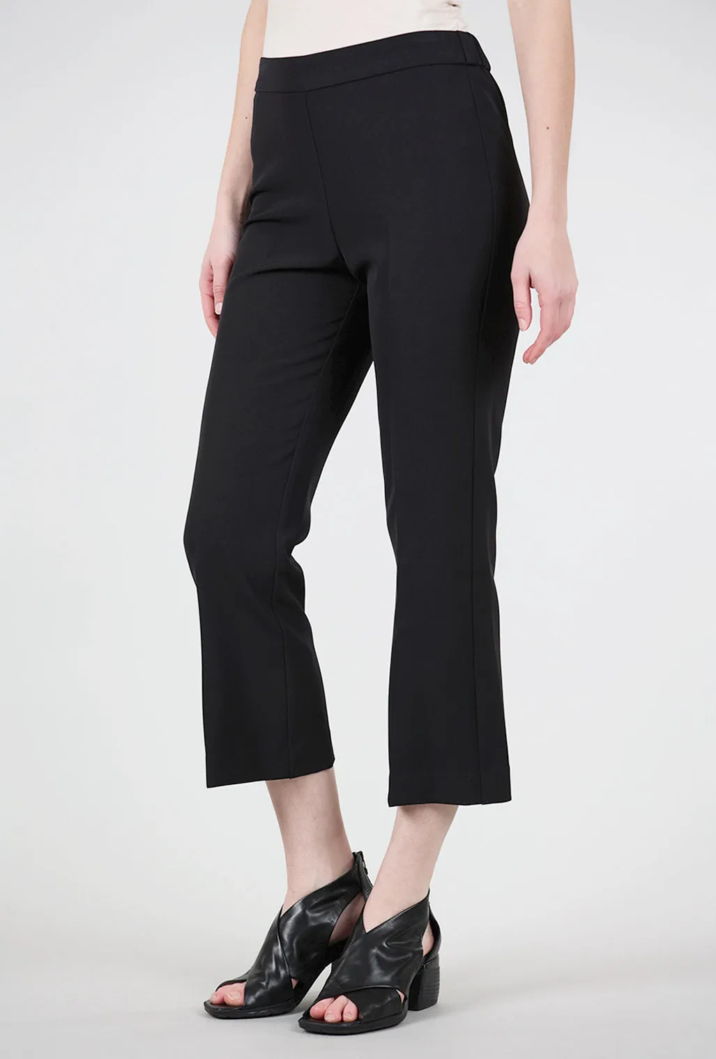 Crepe Crop Flare Pant, Black