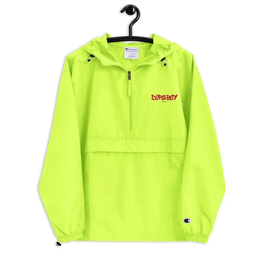 Embroidered Champion Packable Jacket Safety Green