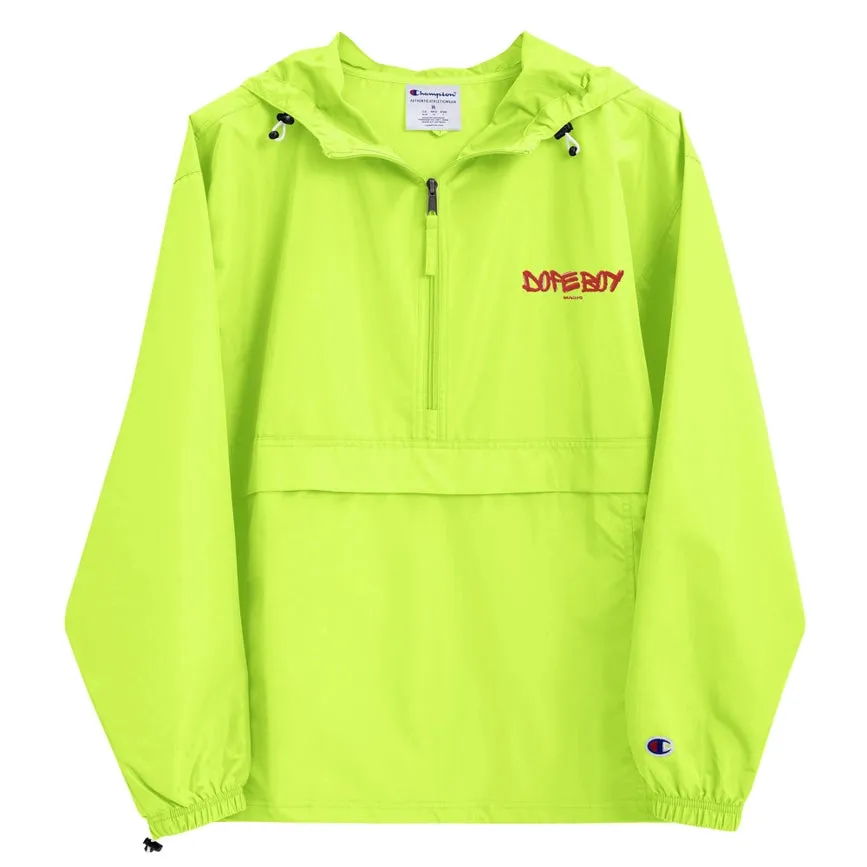 Embroidered Champion Packable Jacket Safety Green