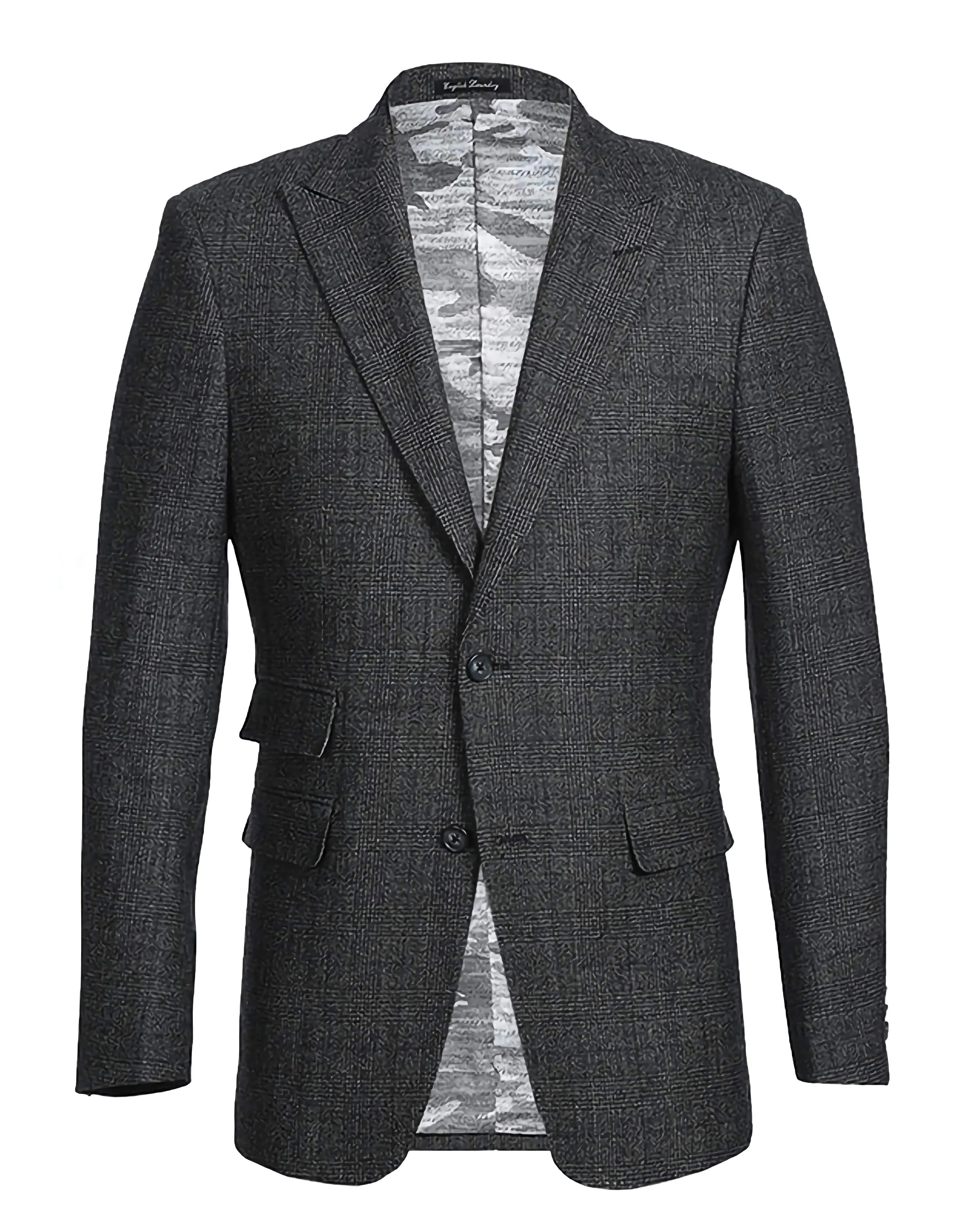 English Laundry 100% Wool Charcoal Checked Slim Fit Suit