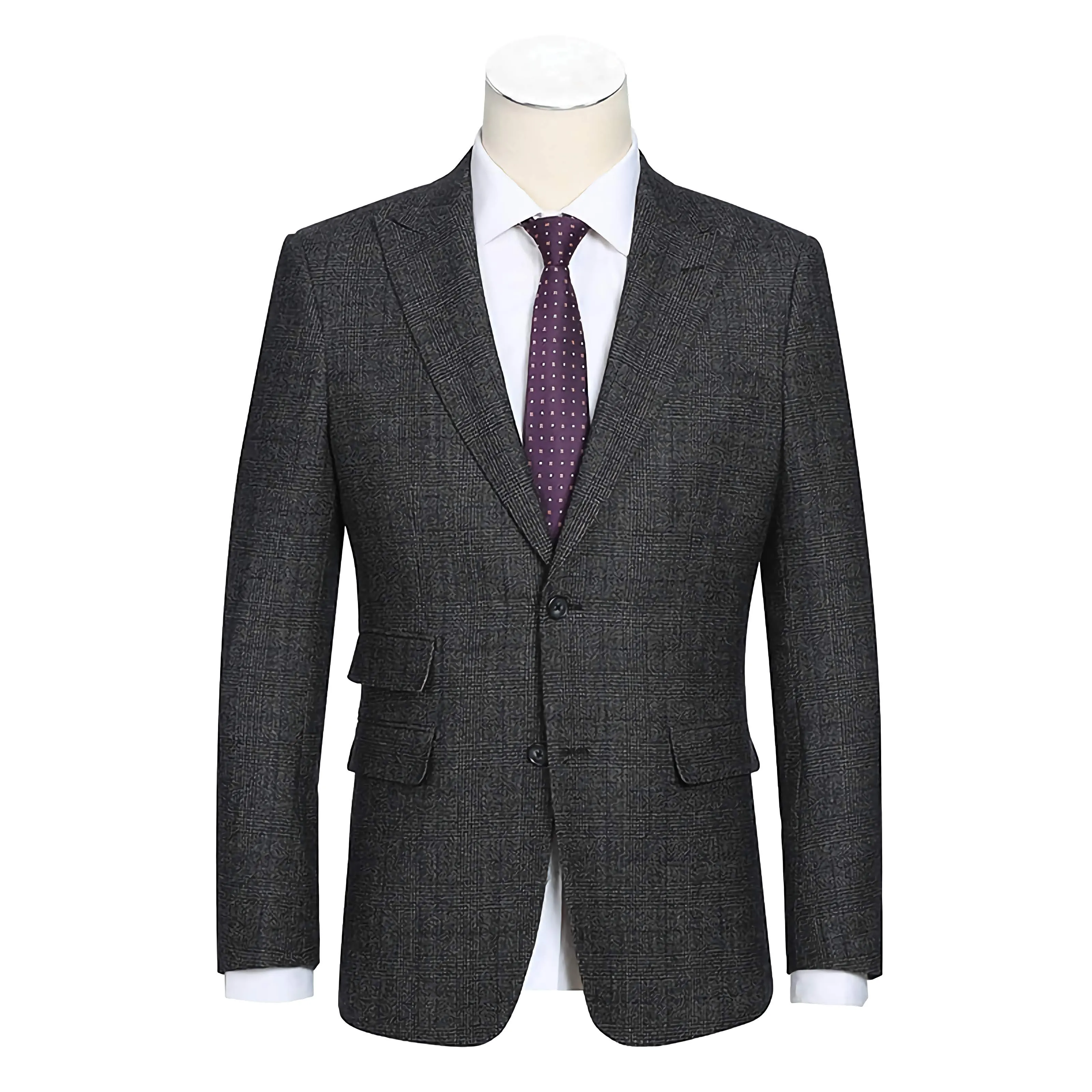 English Laundry 100% Wool Charcoal Checked Slim Fit Suit