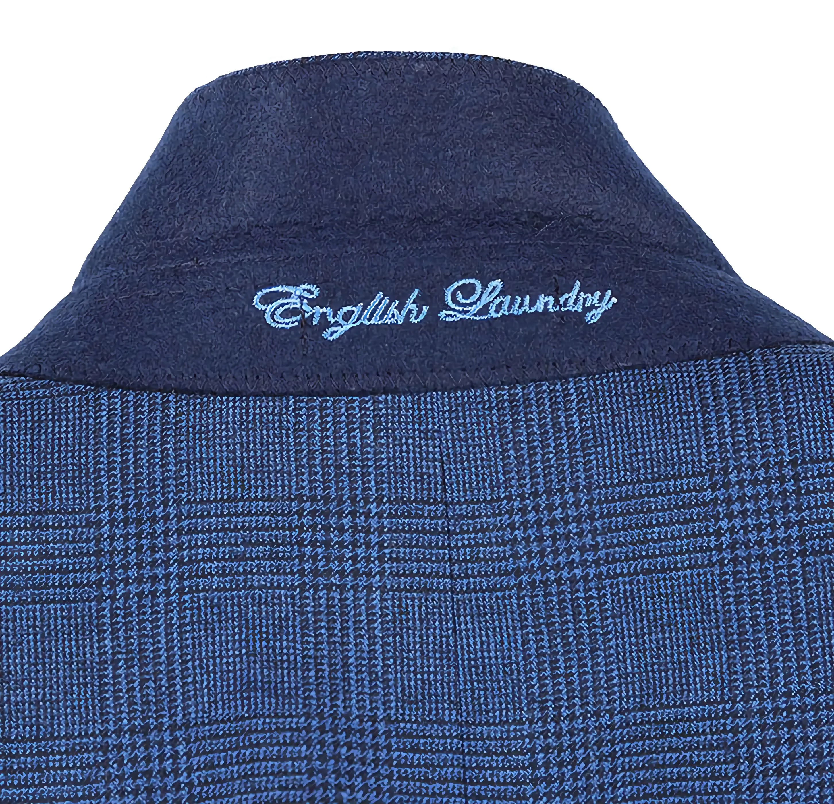 English Laundry Wool Blend Blue Checked Slim Fit Suit