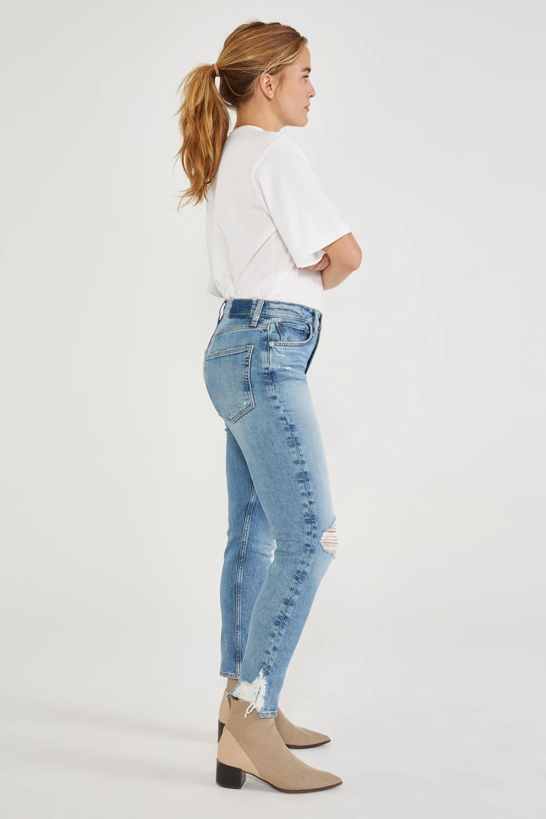 Etica Scarlet Mid Rise Slim Rock Pool Denim Jeans