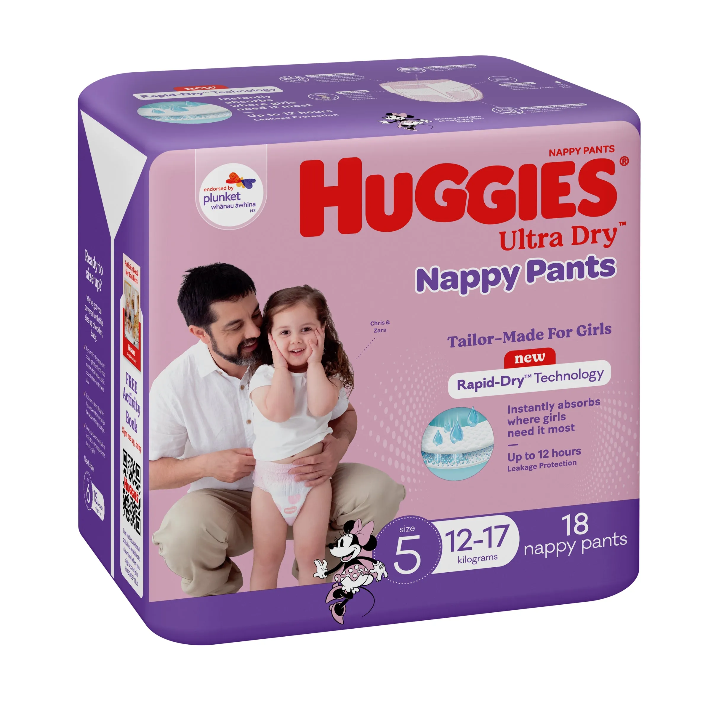 Huggies Ultra Dry Nappy Pants Girls Size 5 (12-17kg) 18 Pack