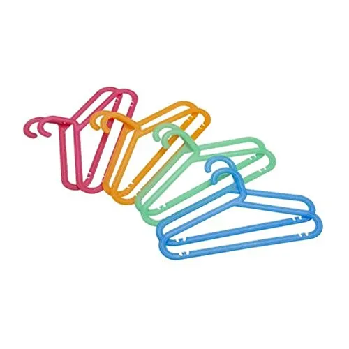 _IKEA 8 piece Children's Clothes Hanger in assorted fun colors Flexible plastic that minimizes the risk of breaking. Pants hanger, skirt hanger and shirt hanger in one.