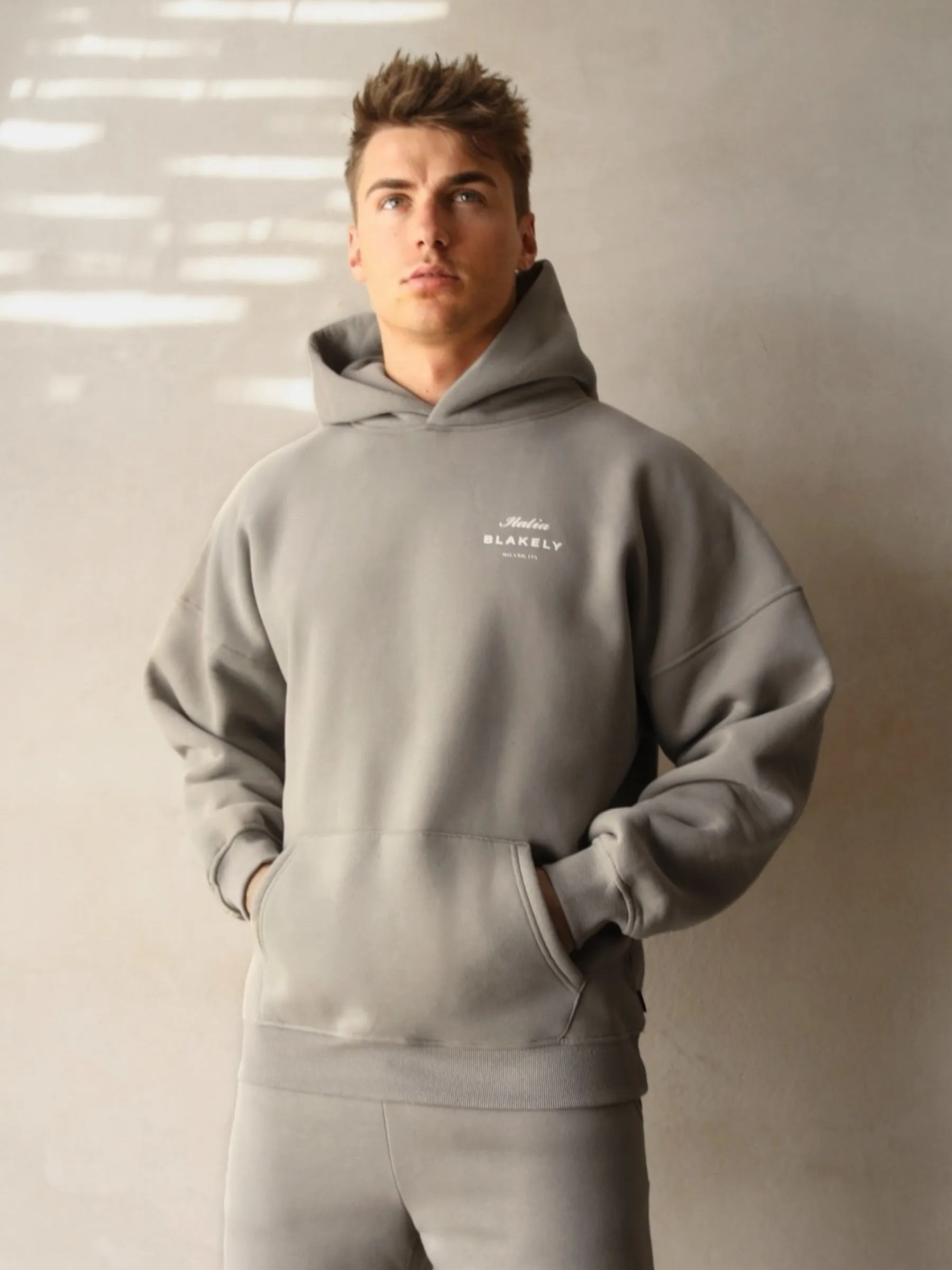 Italia Relaxed Hoodie - Stone Grey