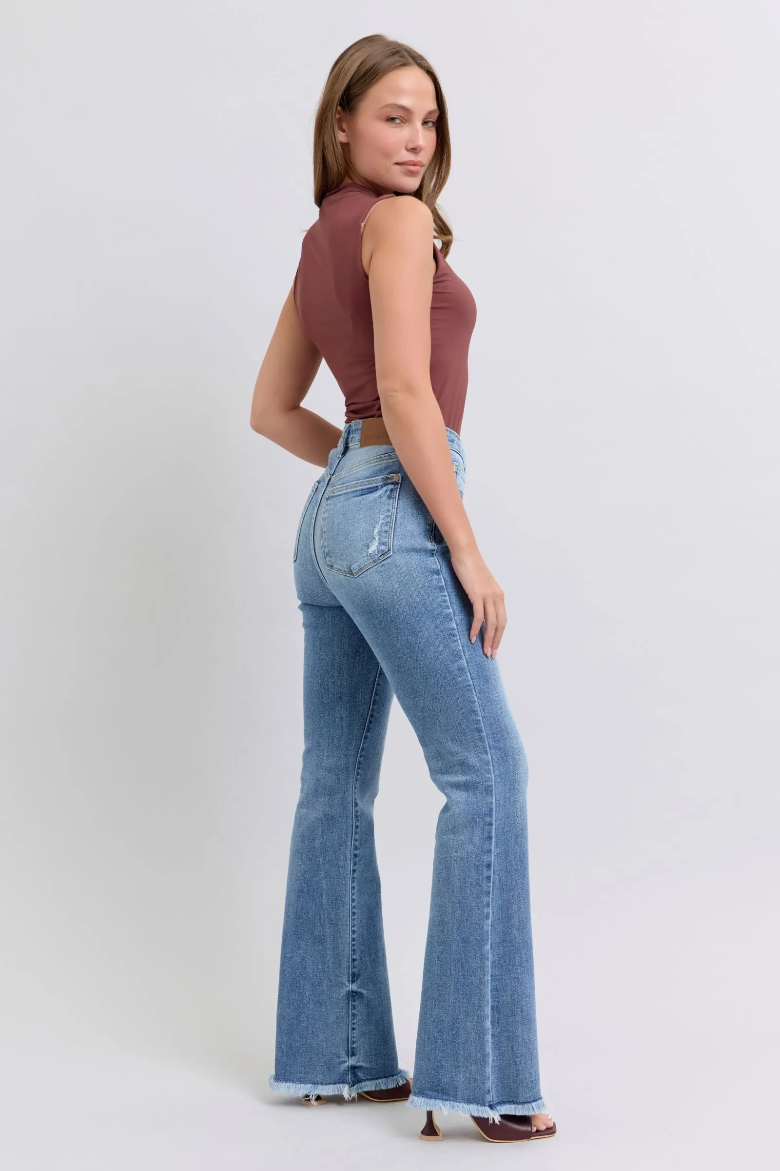 Judy Blue High Waist Boot Cut with Fray Hem