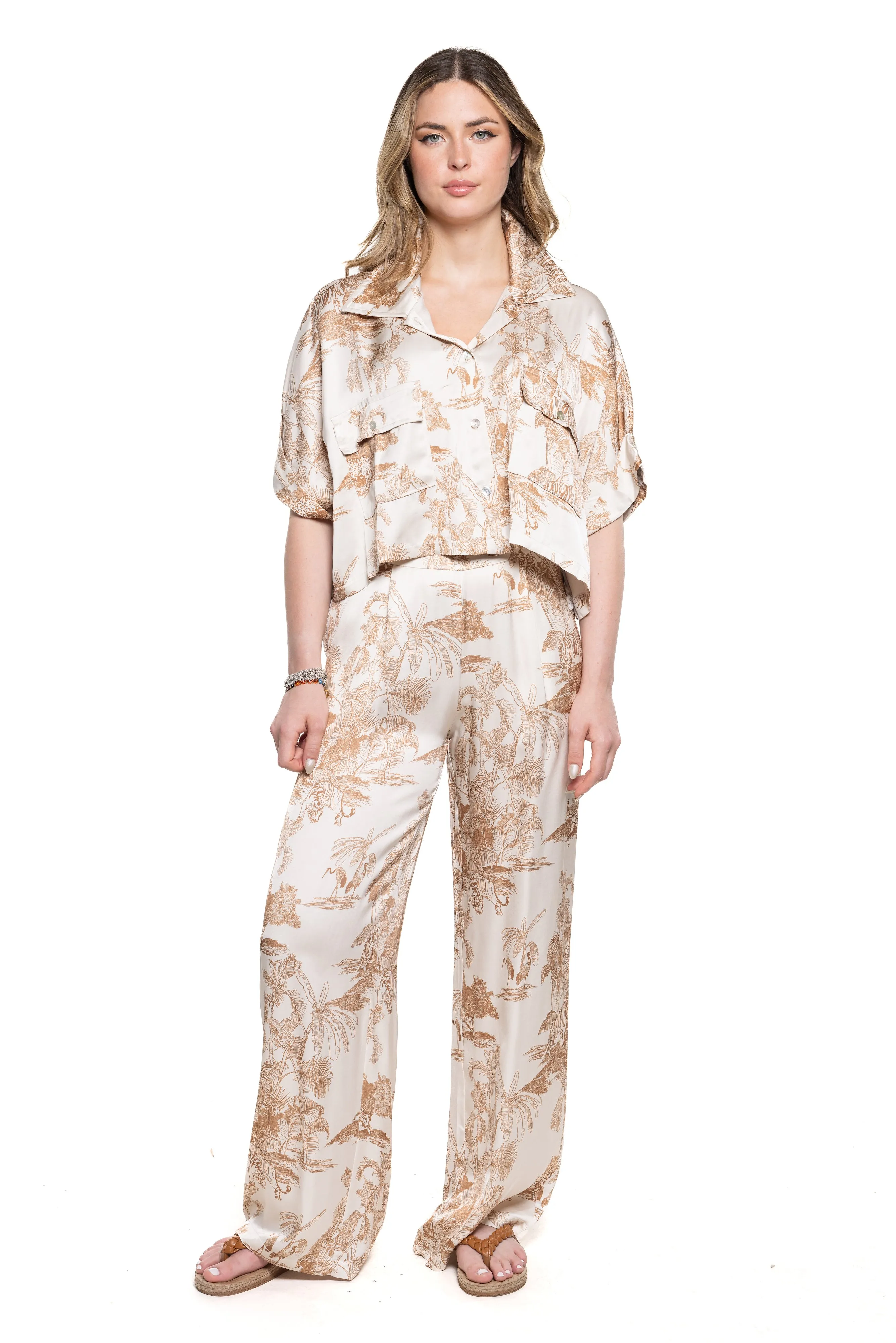 Jungle Toile Wide Leg Pant in Coconut By Eternelle - S-XL