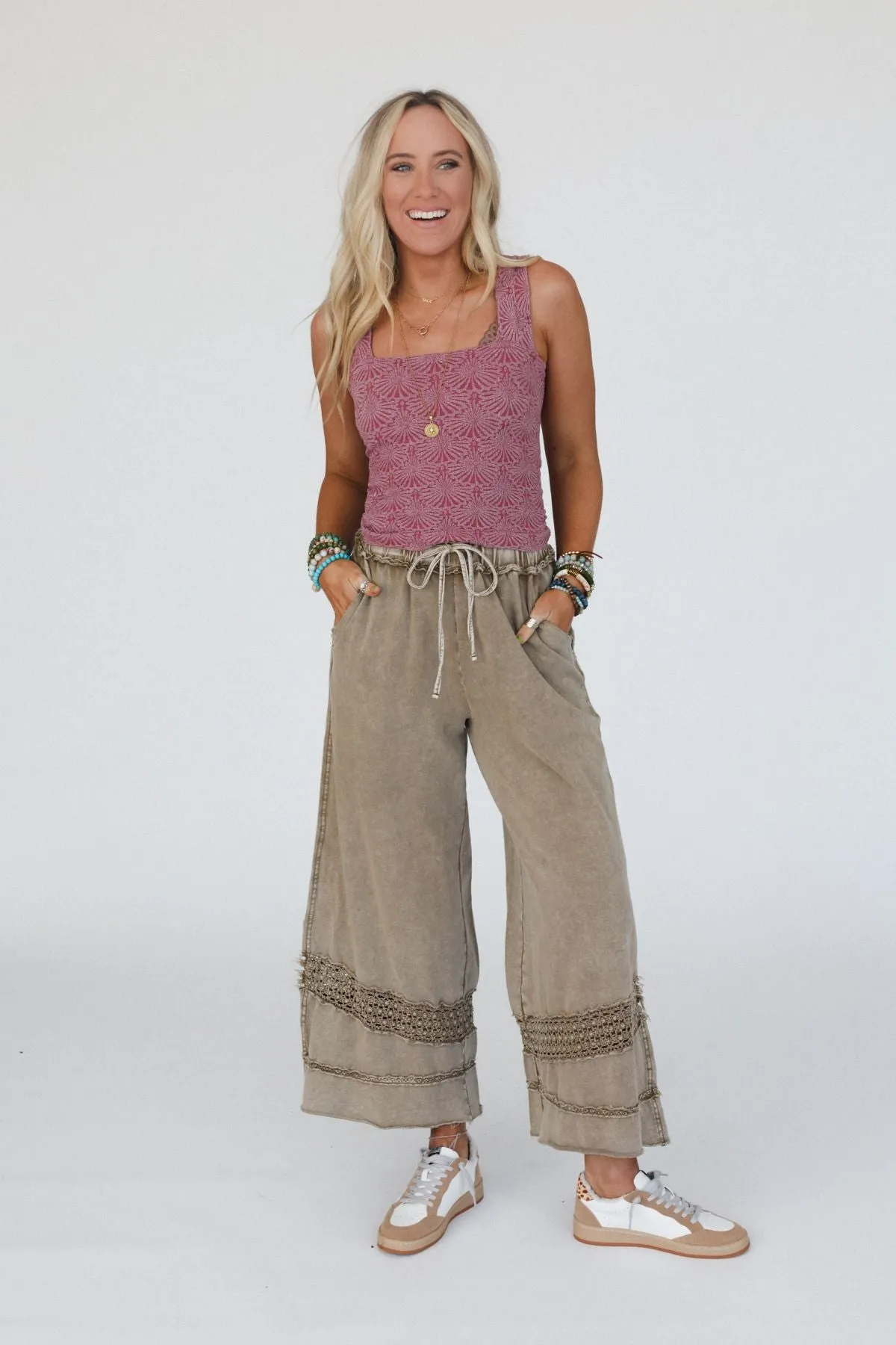 Just Breathe Wide Leg Pants - Mocha