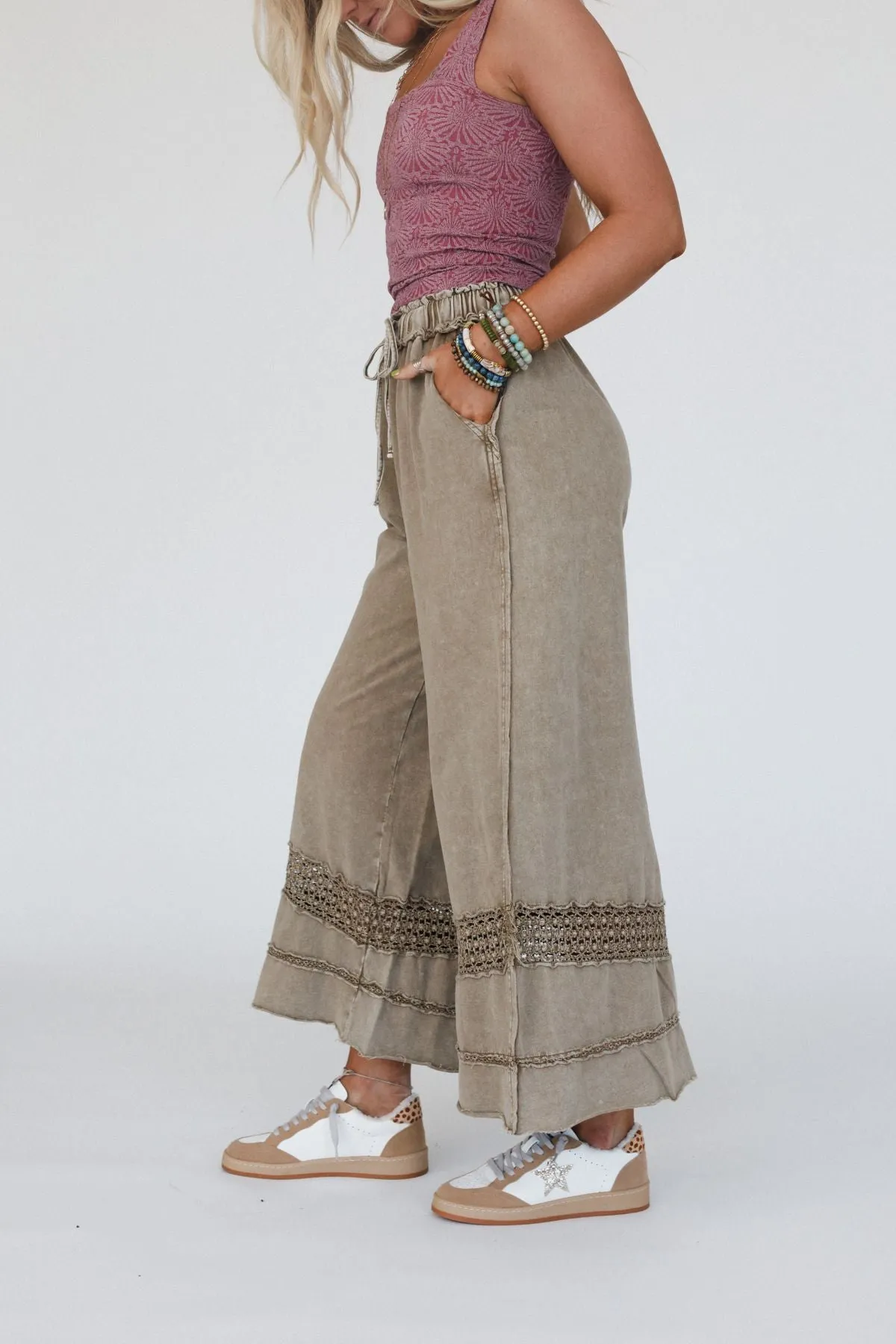 Just Breathe Wide Leg Pants - Mocha