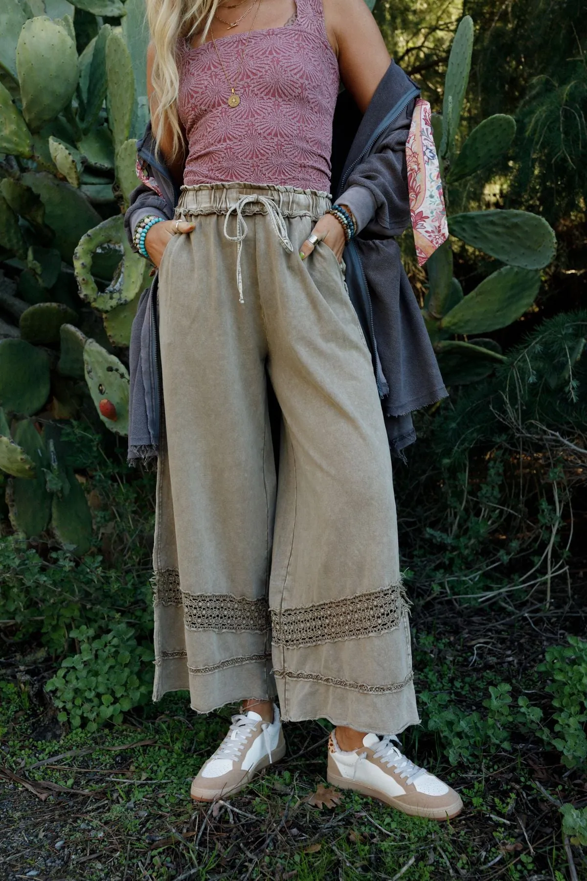 Just Breathe Wide Leg Pants - Mocha