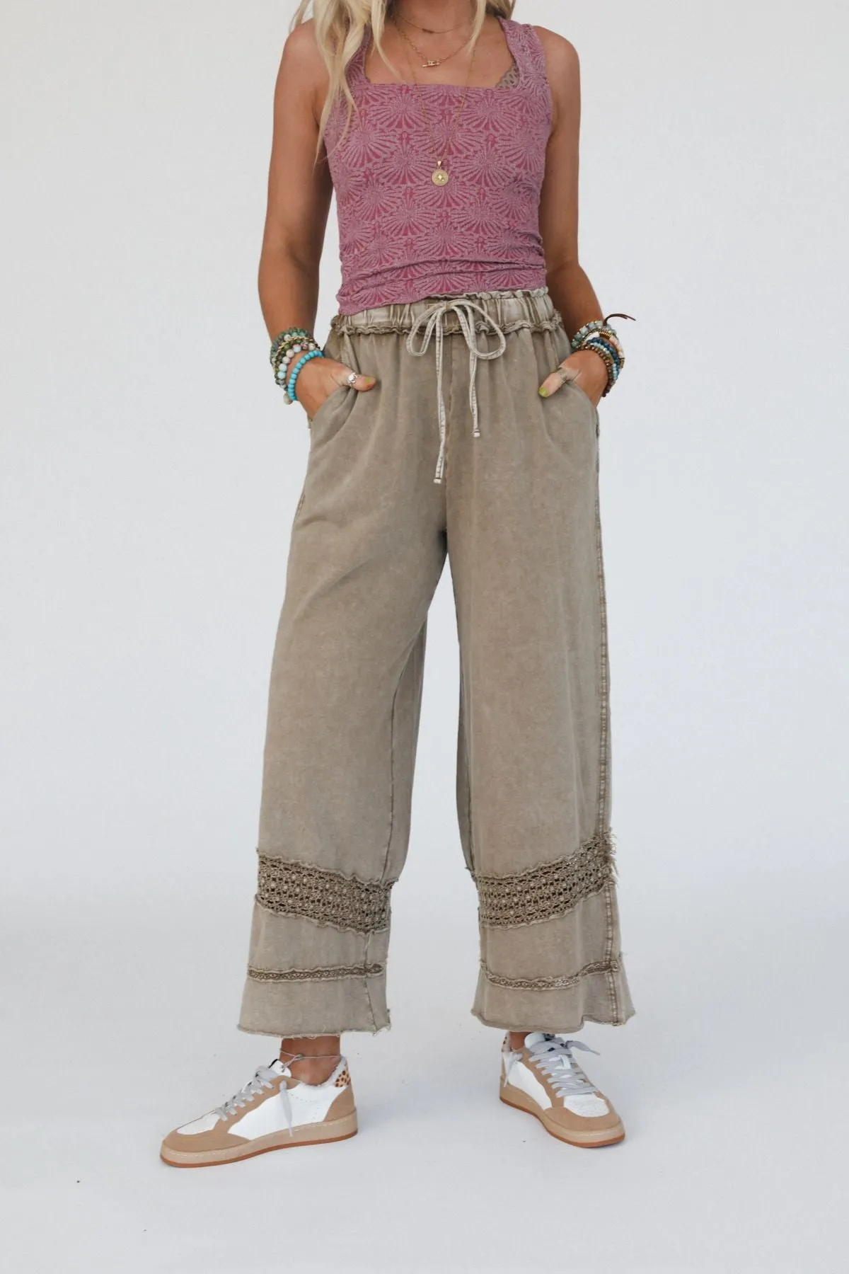 Just Breathe Wide Leg Pants - Mocha