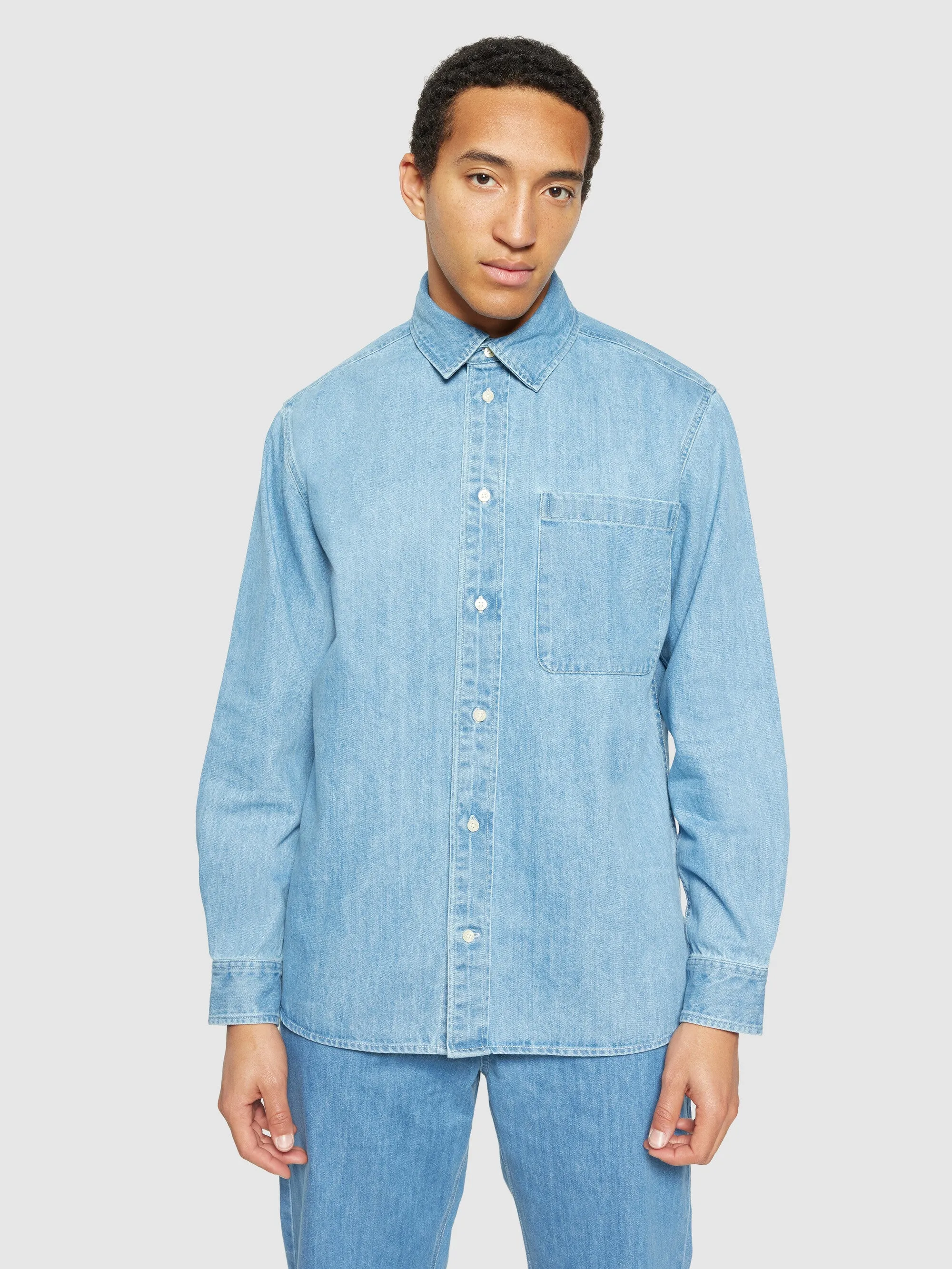 Loose denim shirt - GOTS/Vegan - Light Blue denim