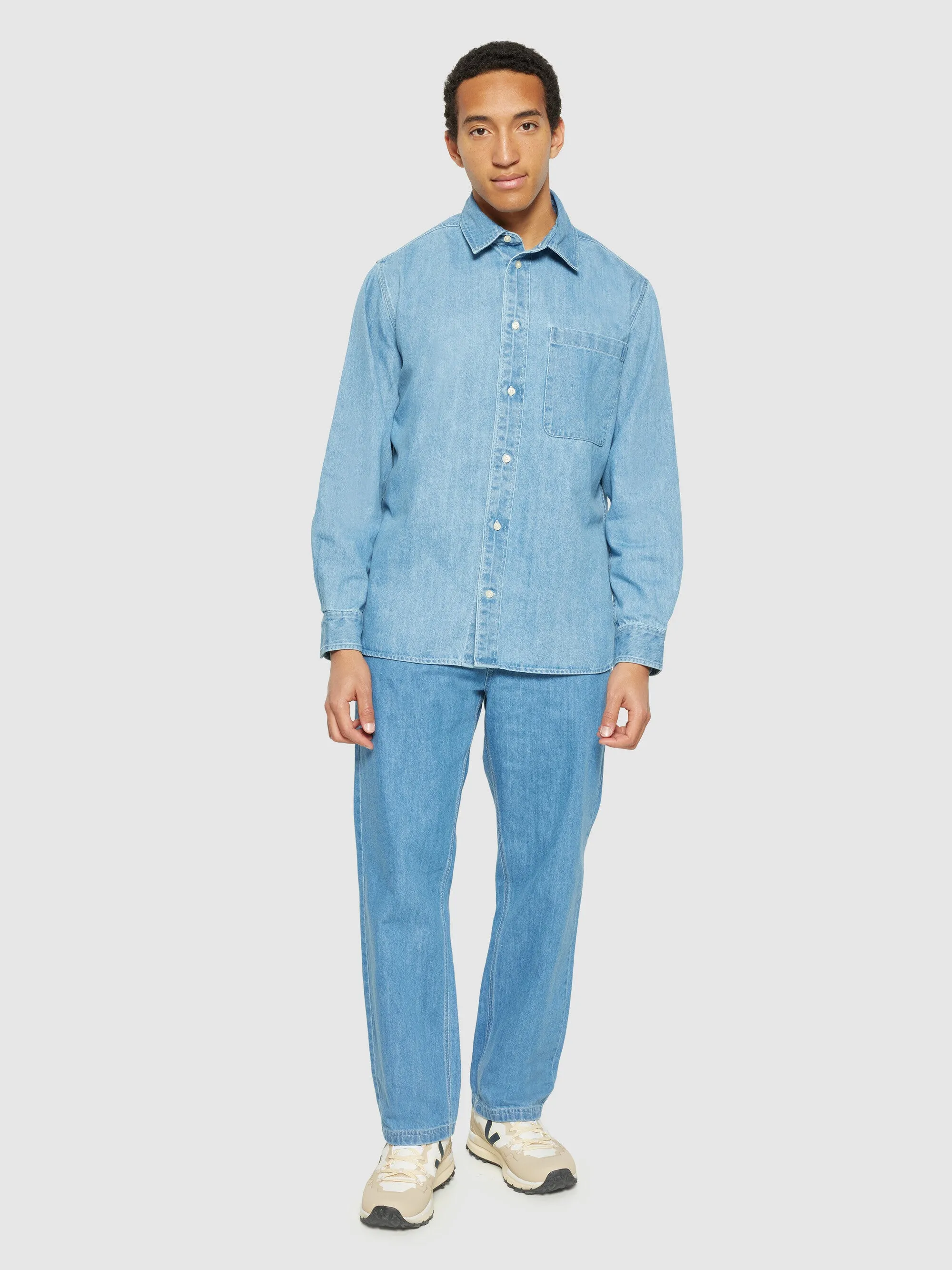 Loose denim shirt - GOTS/Vegan - Light Blue denim