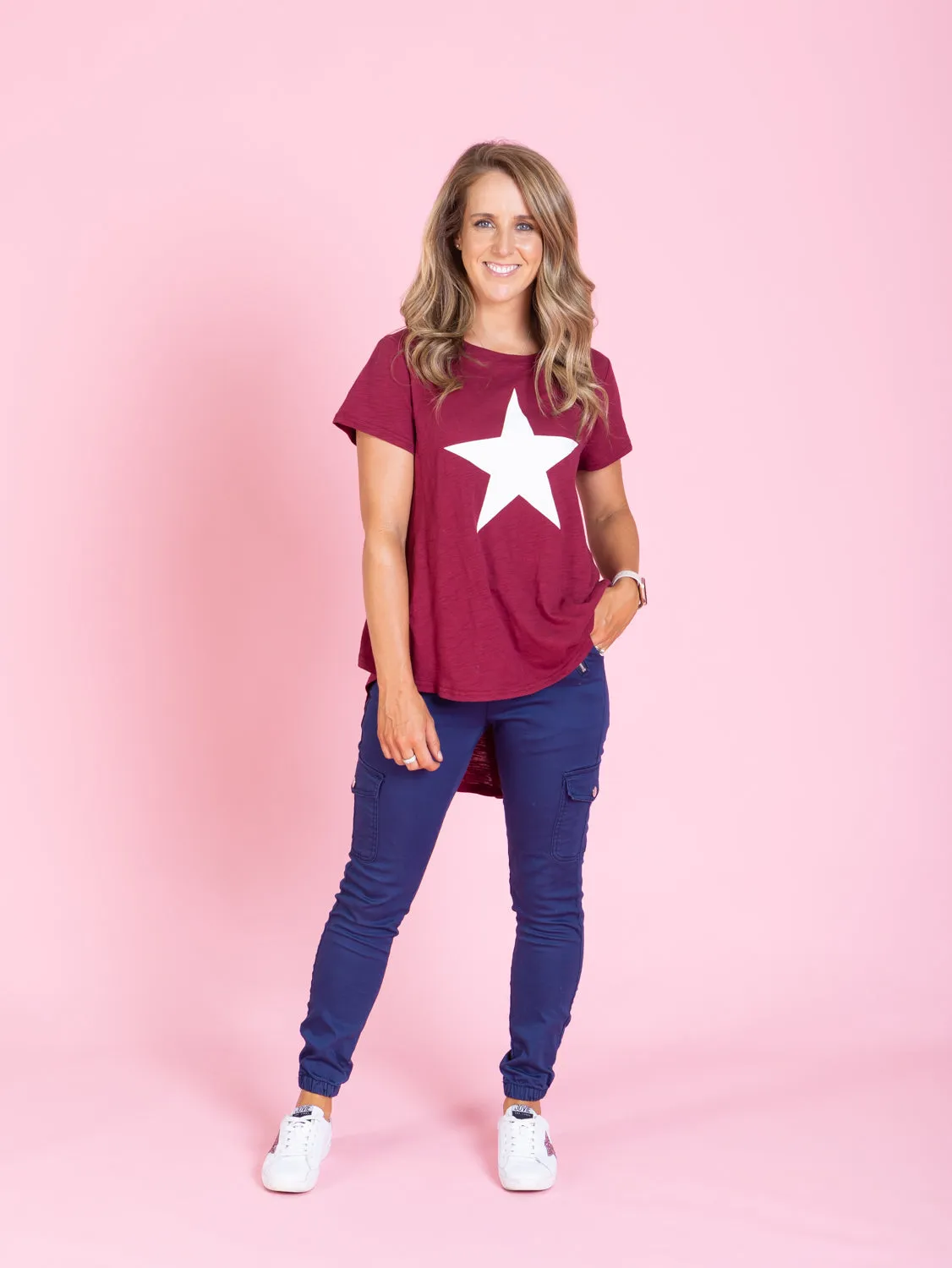 Maggie Tee - Burgundy With White Star