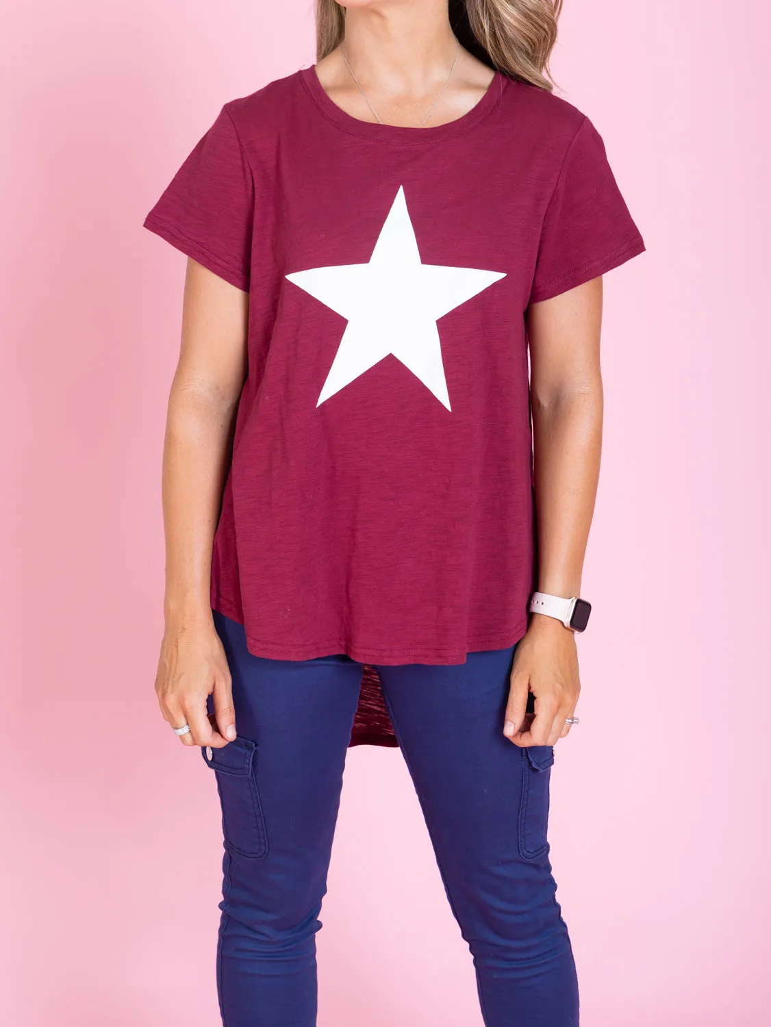 Maggie Tee - Burgundy With White Star