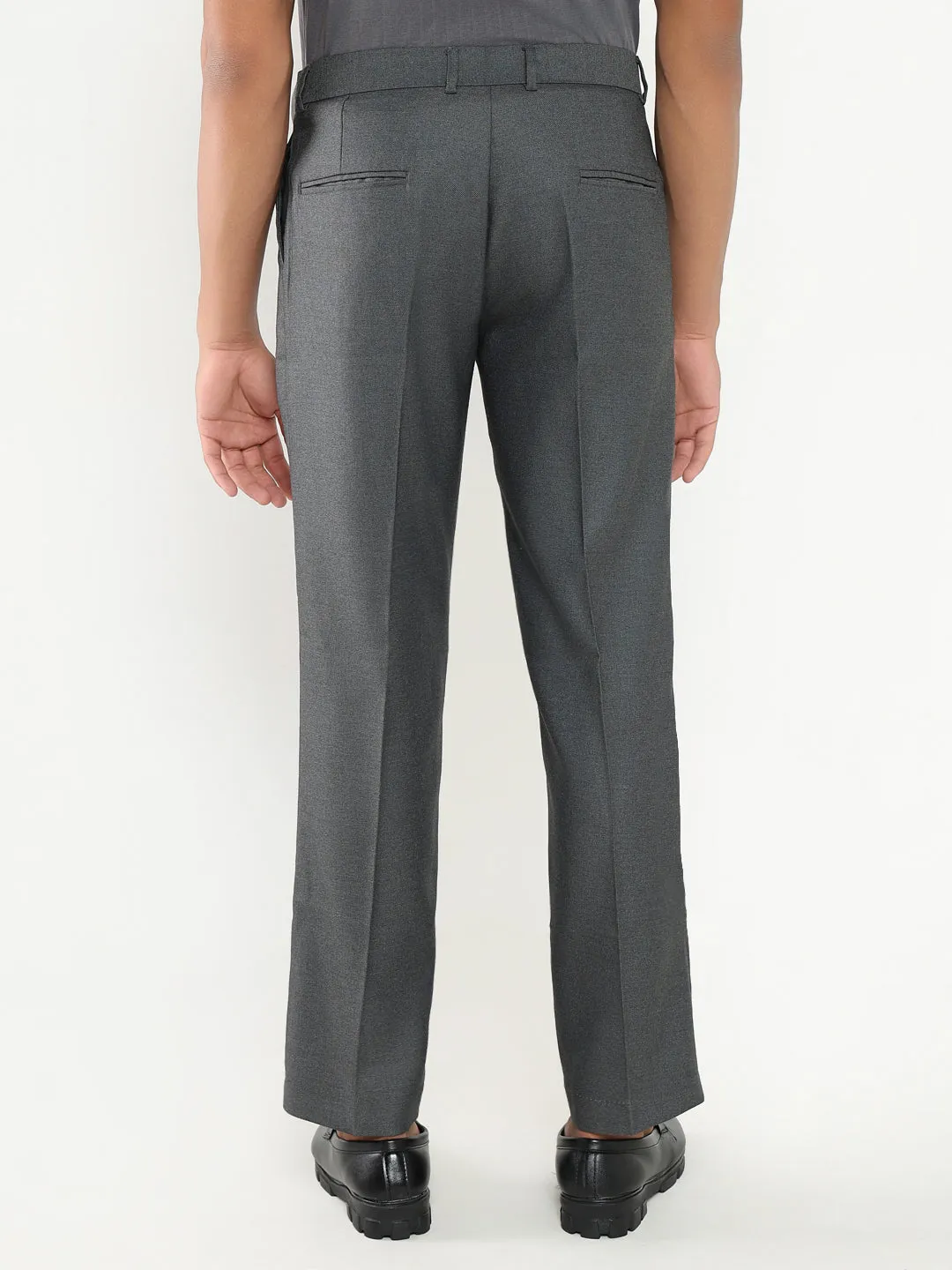 Men Grey Solid Formal Trousers