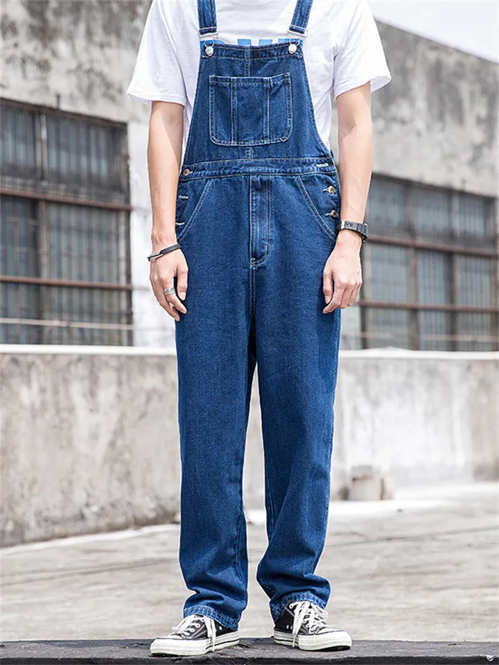 Men's Classic Wear Resistant Loose Denim Overalls