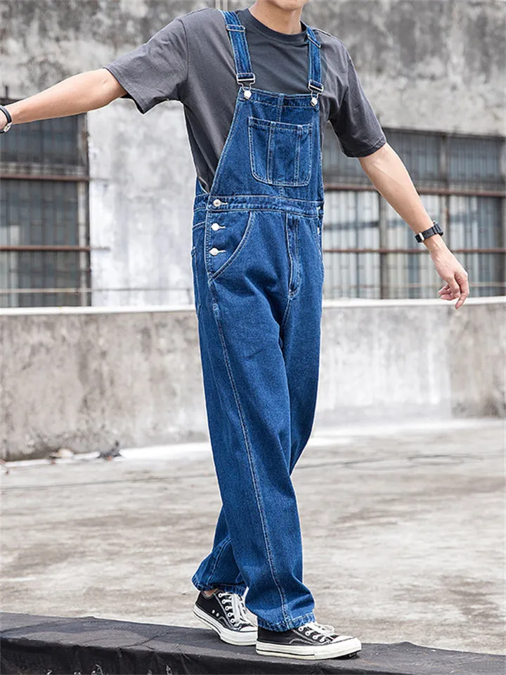 Men's Classic Wear Resistant Loose Denim Overalls