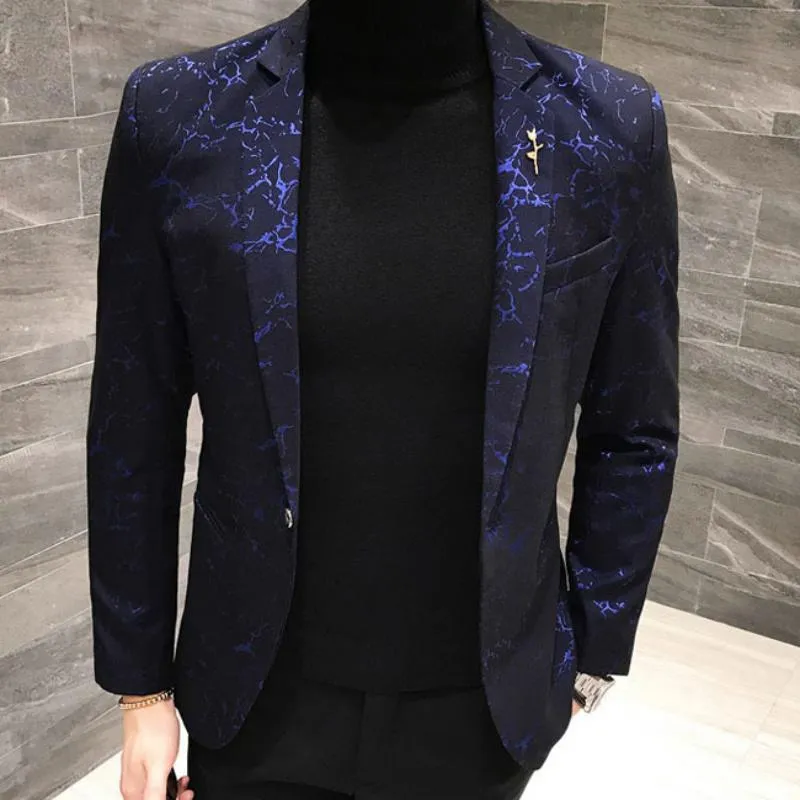 Men's Wedding Slim Fit Printed Blazer