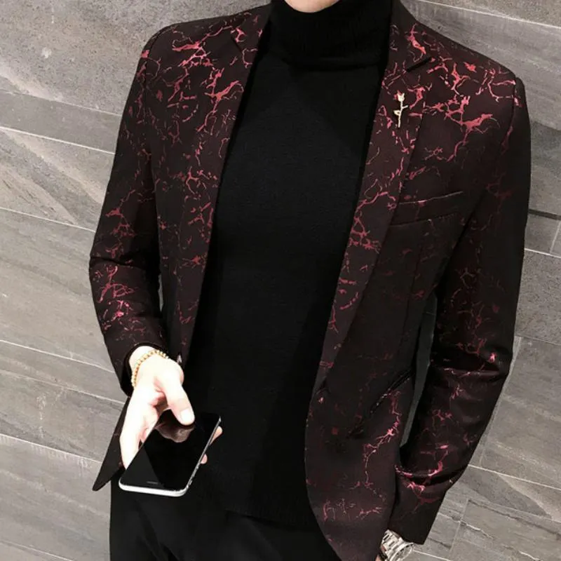 Men's Wedding Slim Fit Printed Blazer