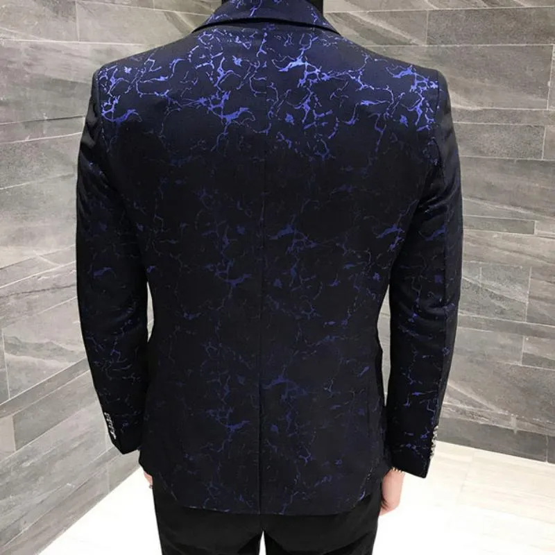 Men's Wedding Slim Fit Printed Blazer