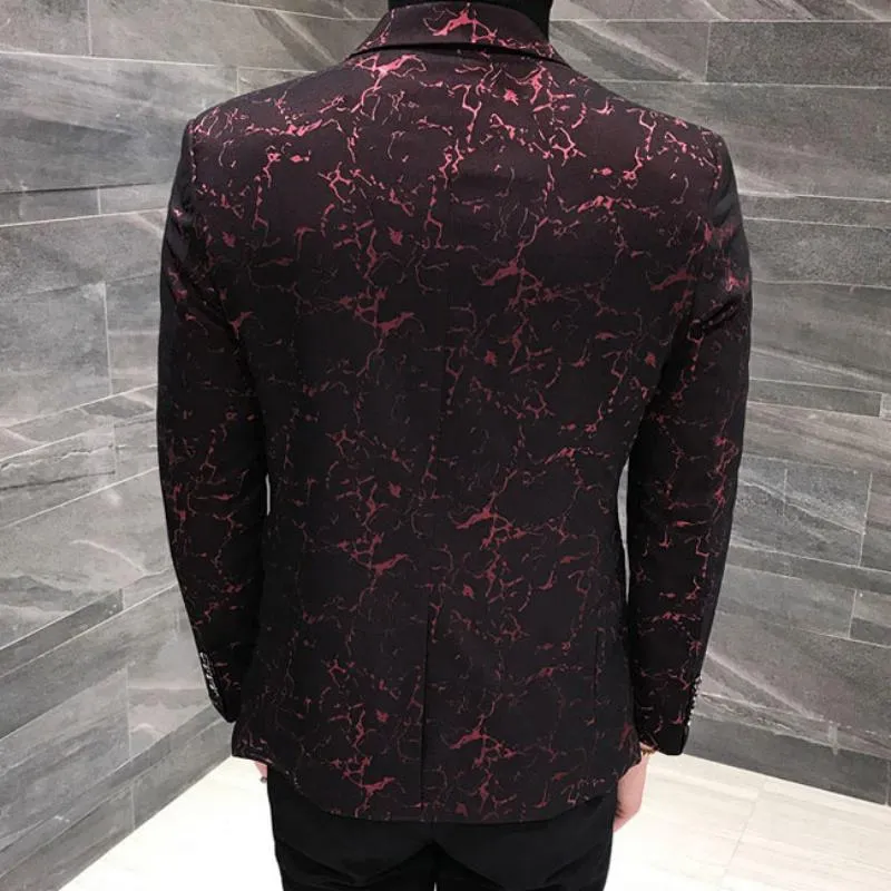 Men's Wedding Slim Fit Printed Blazer